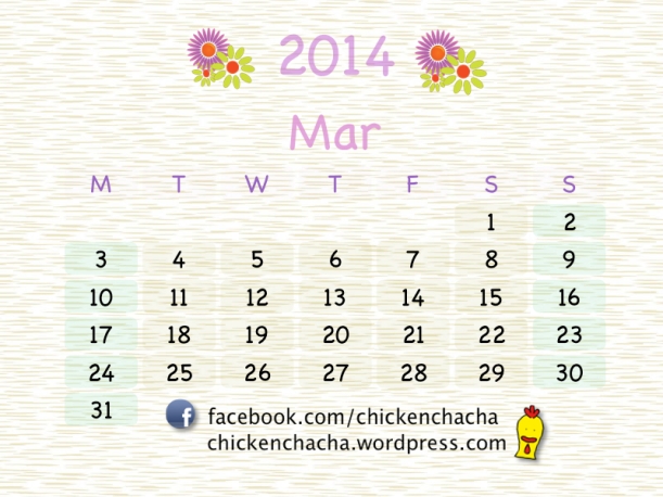 chicken cha cha march calendar